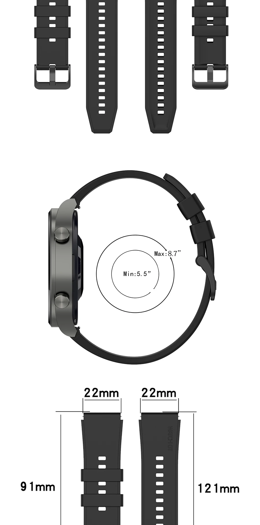22mm offizielles Silikon band für Huawei Uhr GT 2 3 Pro Armbänder Original Armband für Huawei GT2 GT3 GT4 Pro 46mm Armband – Detail 8
