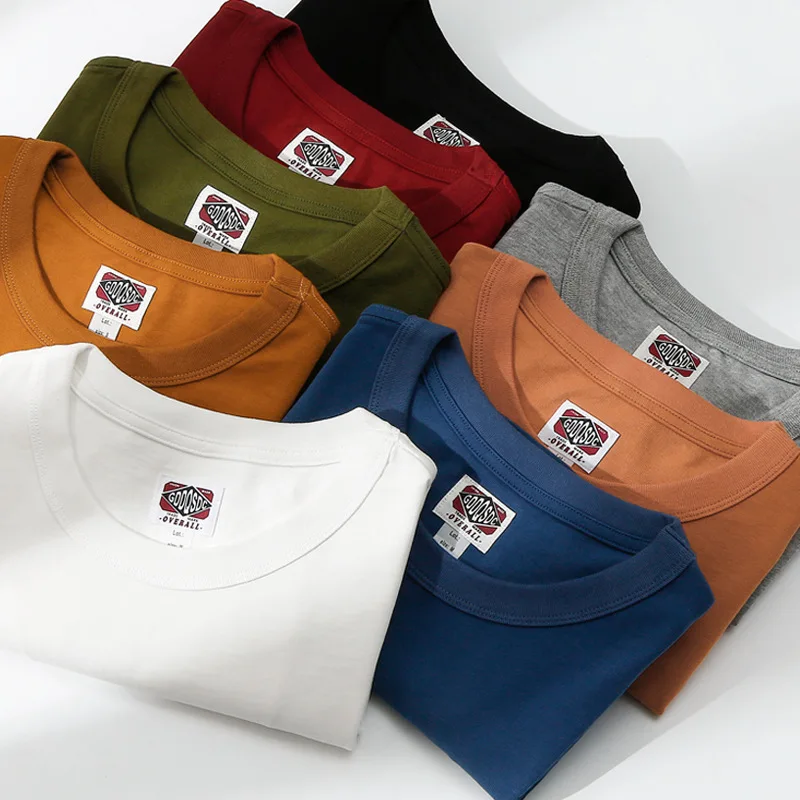 Heavy Weight 300g Men T-Shirts Solid Color Fashion Casual Loose Simple Student Basic Clothing 8 Color Short Sleeve O-Neck Tees