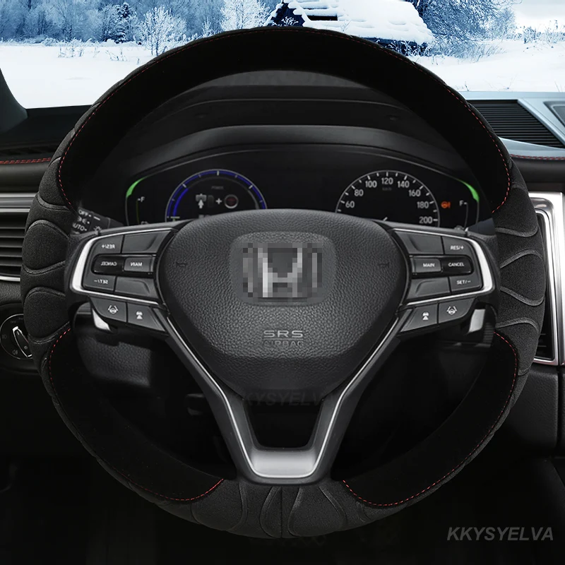 Winter Plush Car Steering Wheel Cover Customized Size for Honda Civic CRV XRV ACCORD 2016 ~ 2021 10th Generation High Quality