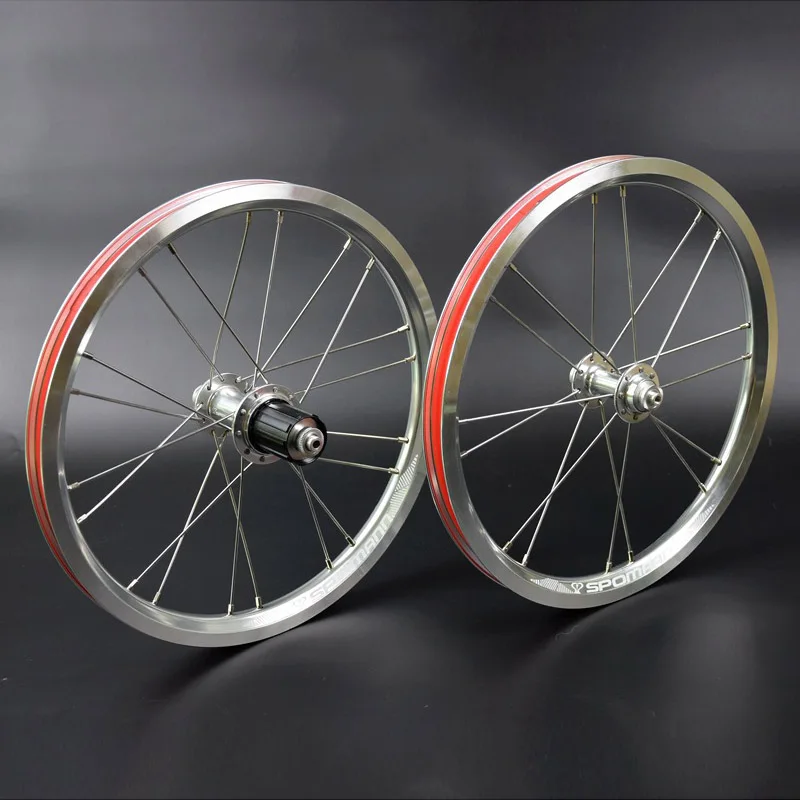 Bicycle wheelset 16 inch aluminum alloy bike wheel V brake variable speed folding bikes front 2 rear 4 Peilin wheel set 11 speed