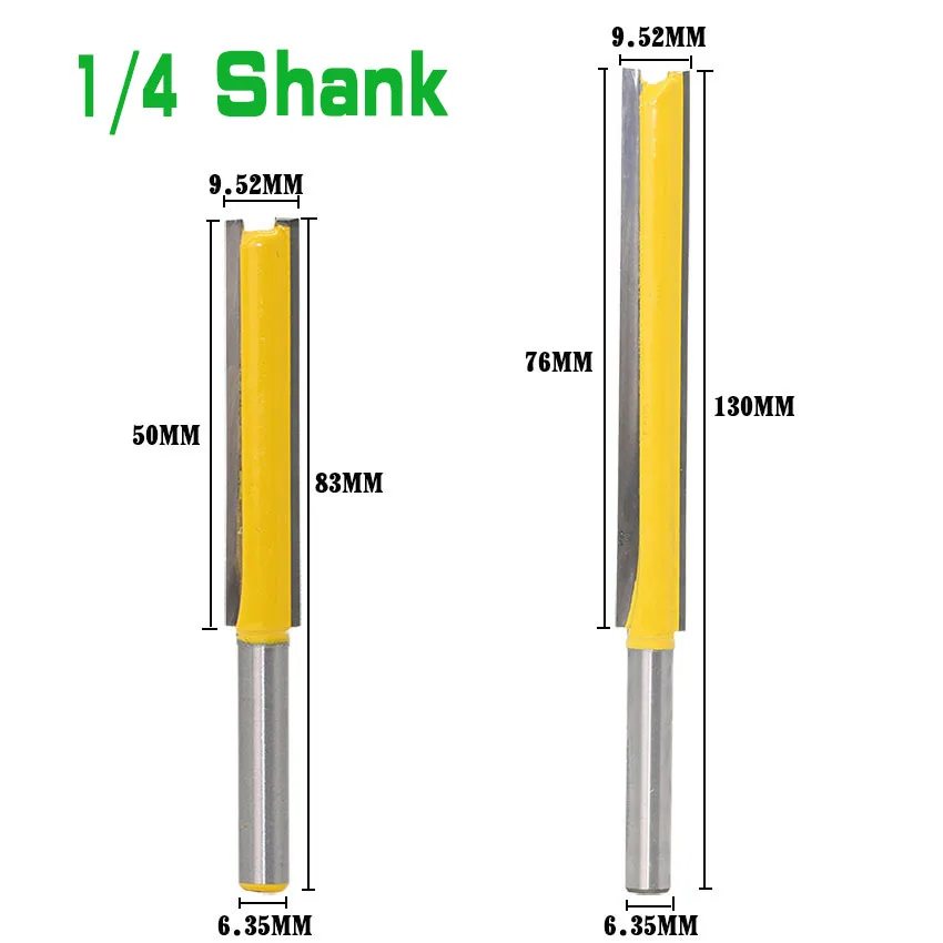 1pc 1/4 Shank Long Cleaning Bottom Router Bit Cutter CNC Woodworking Clean Bits Straight end mill trimmer Cutting Tools for wood