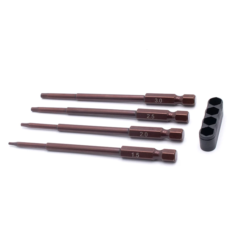 KYX Racing RC Model Tools 4pcs Speed Hex Tool Tip Set 1/4 lnch Adapter(1.5, 2.0, 2.5, 3.0mm)