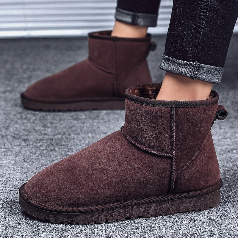 Winter Men Ankle Plush Fur Waterproof Suede Snow Boots Women Botines Hombre Bottine Botki Botte Femme Hiver 2020 Kar Botu