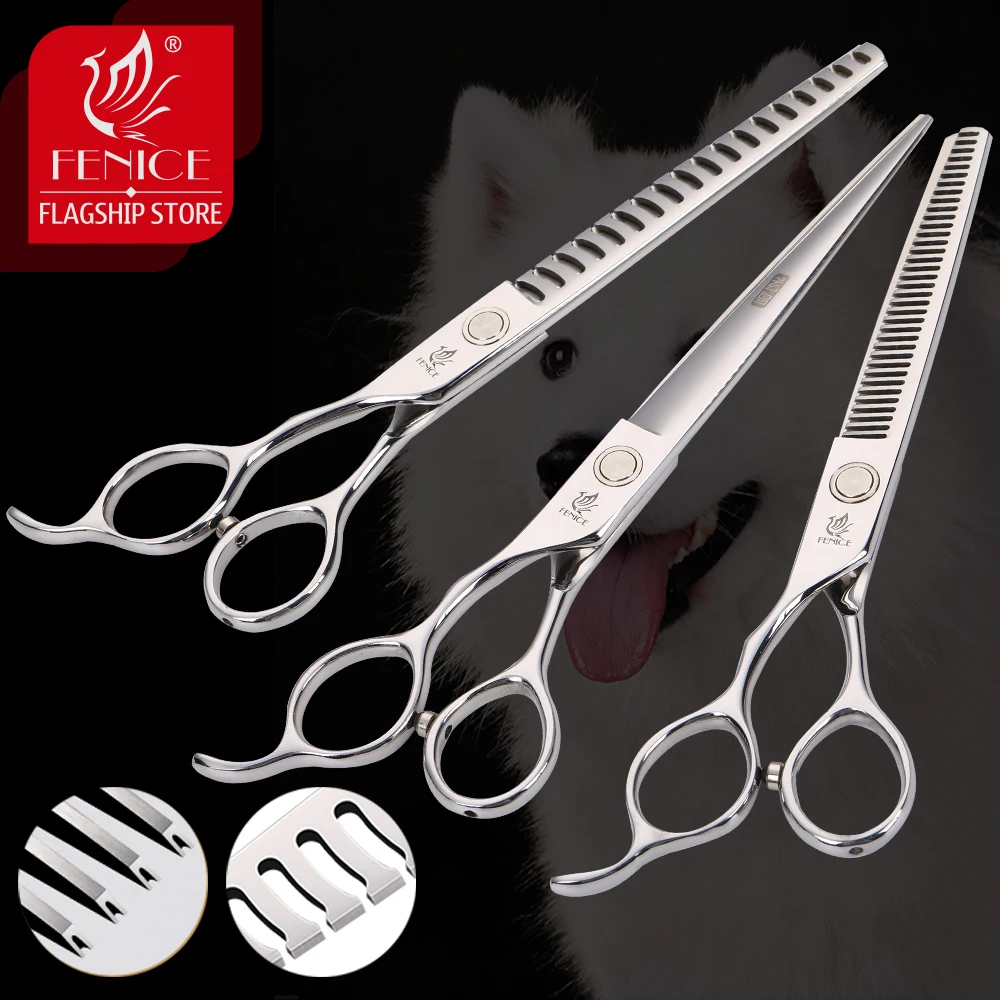 

Fenice 7.0/6.5 inch Professional Dog Grooming Scissors for Left Handed Groomer Thinning Shear SET