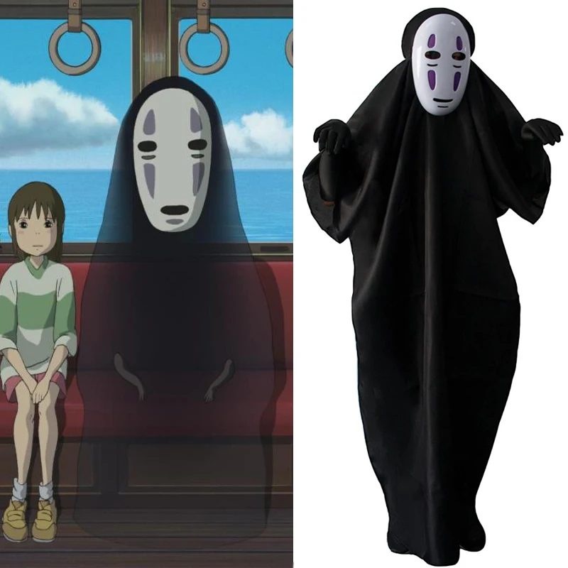 2021 Anime Faceless Man Cosplay kostiumy czarny 3 sztuk odzież maska rękawiczki garnitur Halloween komiks Con karnawał kostiumy sceniczne