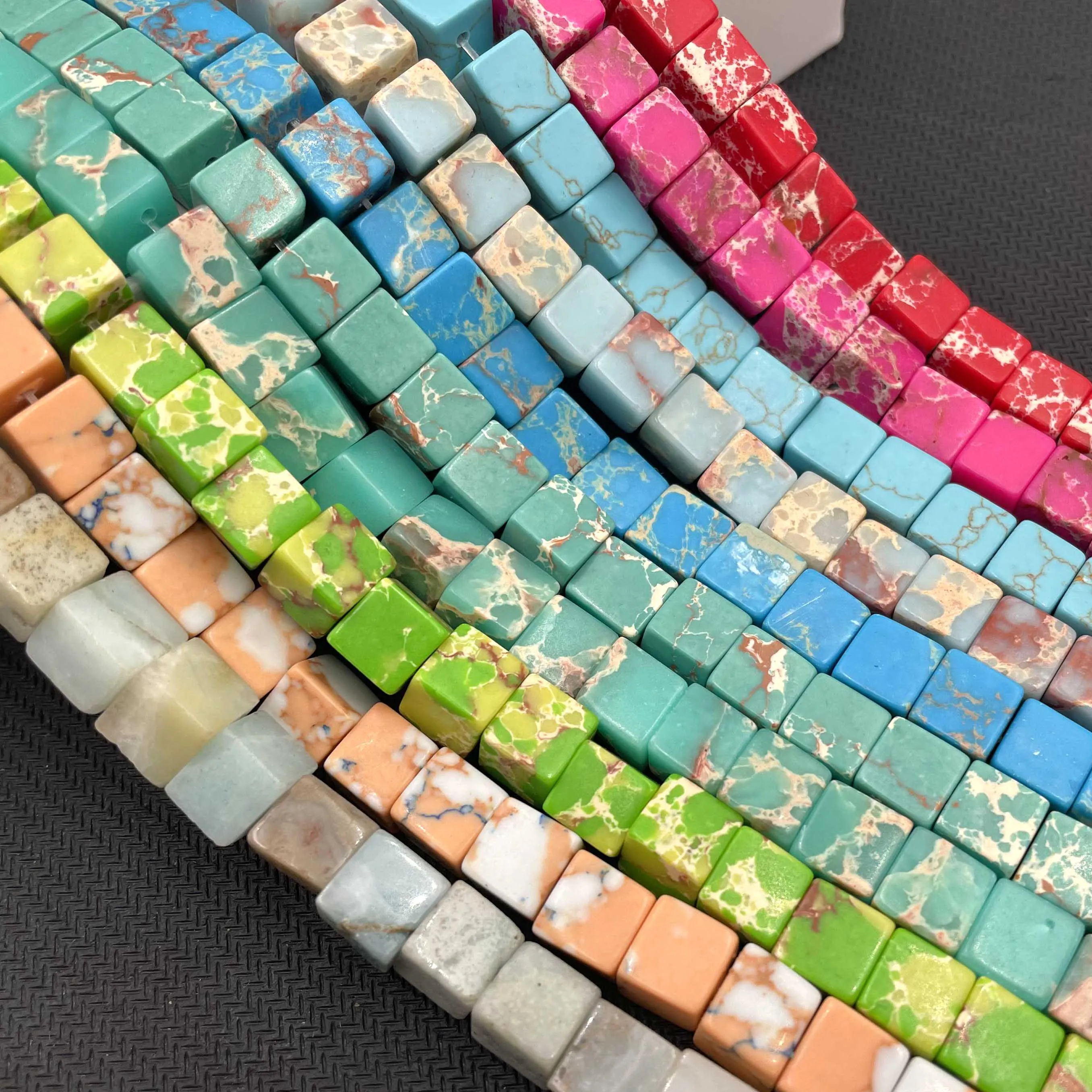 8 MM Natural Square Jades Agates Amazonite Tiger Eye Loose Spacer Stone Beads For Jewelry Making Charm DIY Bracelets Necklace