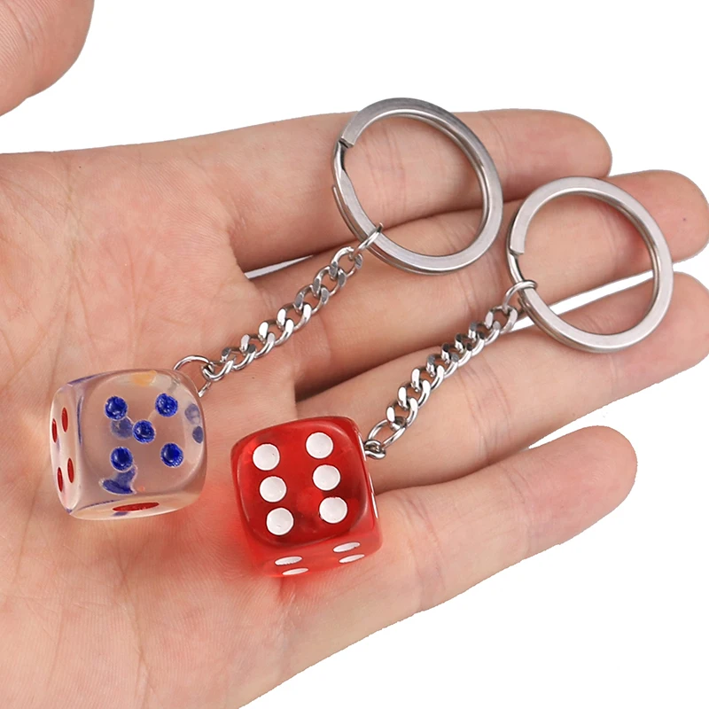 3D Stainless Steel Hole Key Ring Plus Dice Custom Diy Key Chain Women Steel Round Split Cute Keychain Gifts for Men