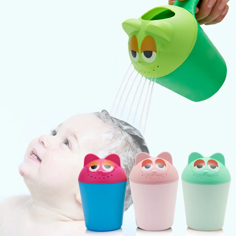 

Baby Bath Cap Kids Washing Hair Shampoo Cute Cartoon Cow Cup Children Shower Spoons Silicone Water Scoop Cup for Kids Bathing