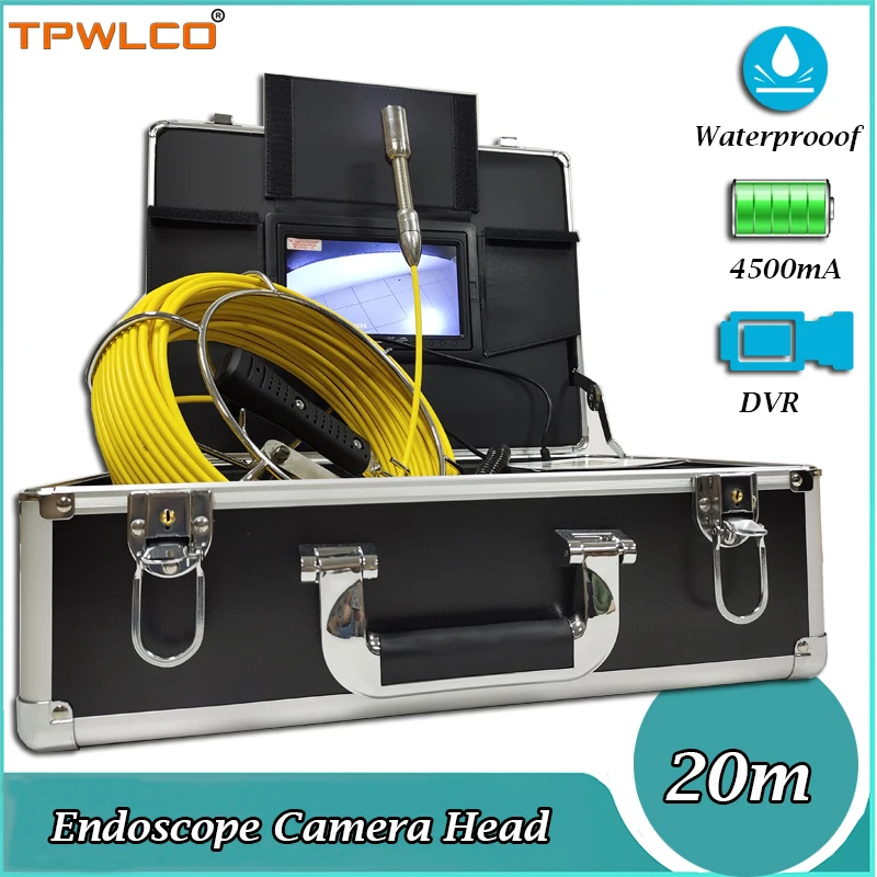 

20m Cable Waterproof 23mm Endoscope Camera Head 7inch Underwater Channel Cleaning Inspection Equipment System With DVR Function