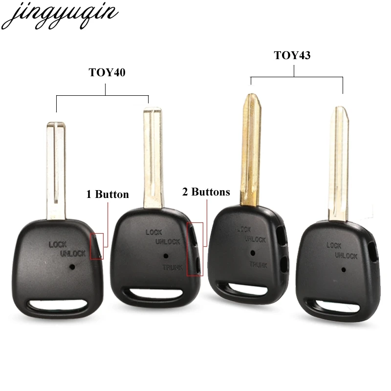 Jingyuqin 1/2 Side Buttons Remote Car Key Shell For TOYOTA Carina Estima Harrier Previa Corolla Celica TOY43/Toy40 Uncut Blade