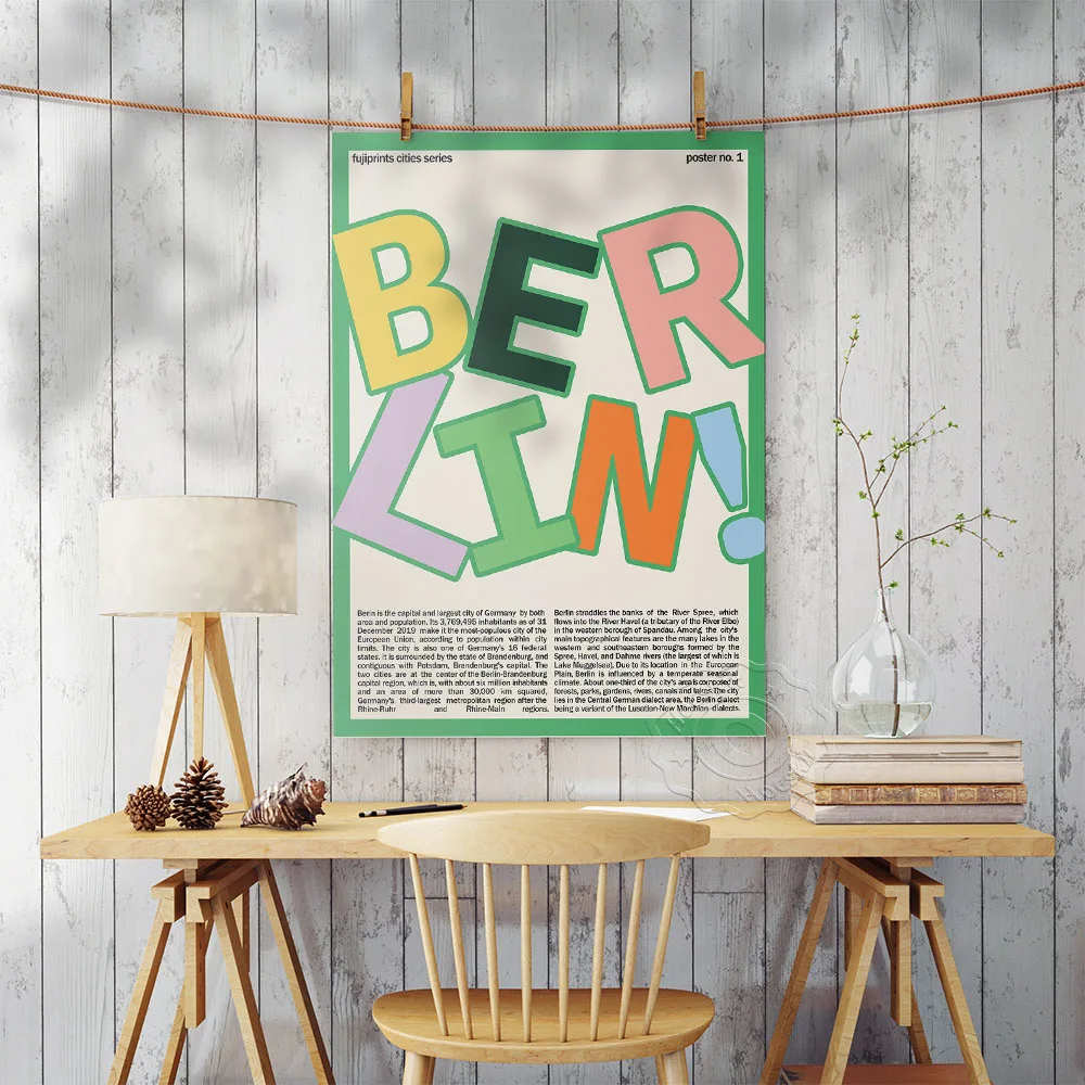 Modern City Serics Berlin Art Poster, World Tavel City Germany Berlin Alphabet Wall Picture, Kindergarten Wall Home Decor Mural