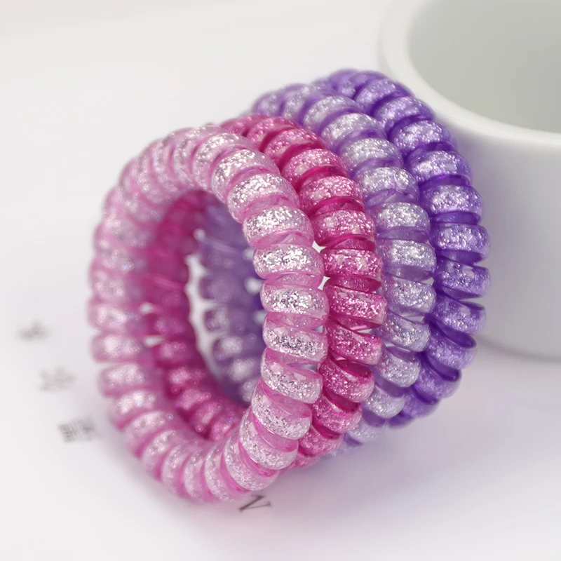 4pcs/Set Hair Ring Grape Colour For Girls Women Telephone Cord Elastic Ponytail Holders Headwear New Fashion Accessories Tie Gum