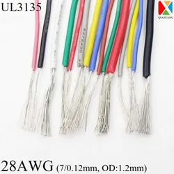 1M 28AWG Silicone Rubber Wire Electron Copper Wire Insulated LED Lamp Lighting Cable Soft Flexible High Temperature Line UL3135