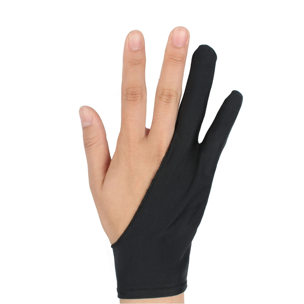 Guantes de lápiz óptico de tableta de dos dedos, dibujo antitáctil, a prueba de sudor, antiincrustante, guante de pintura Unisex para bolígrafo