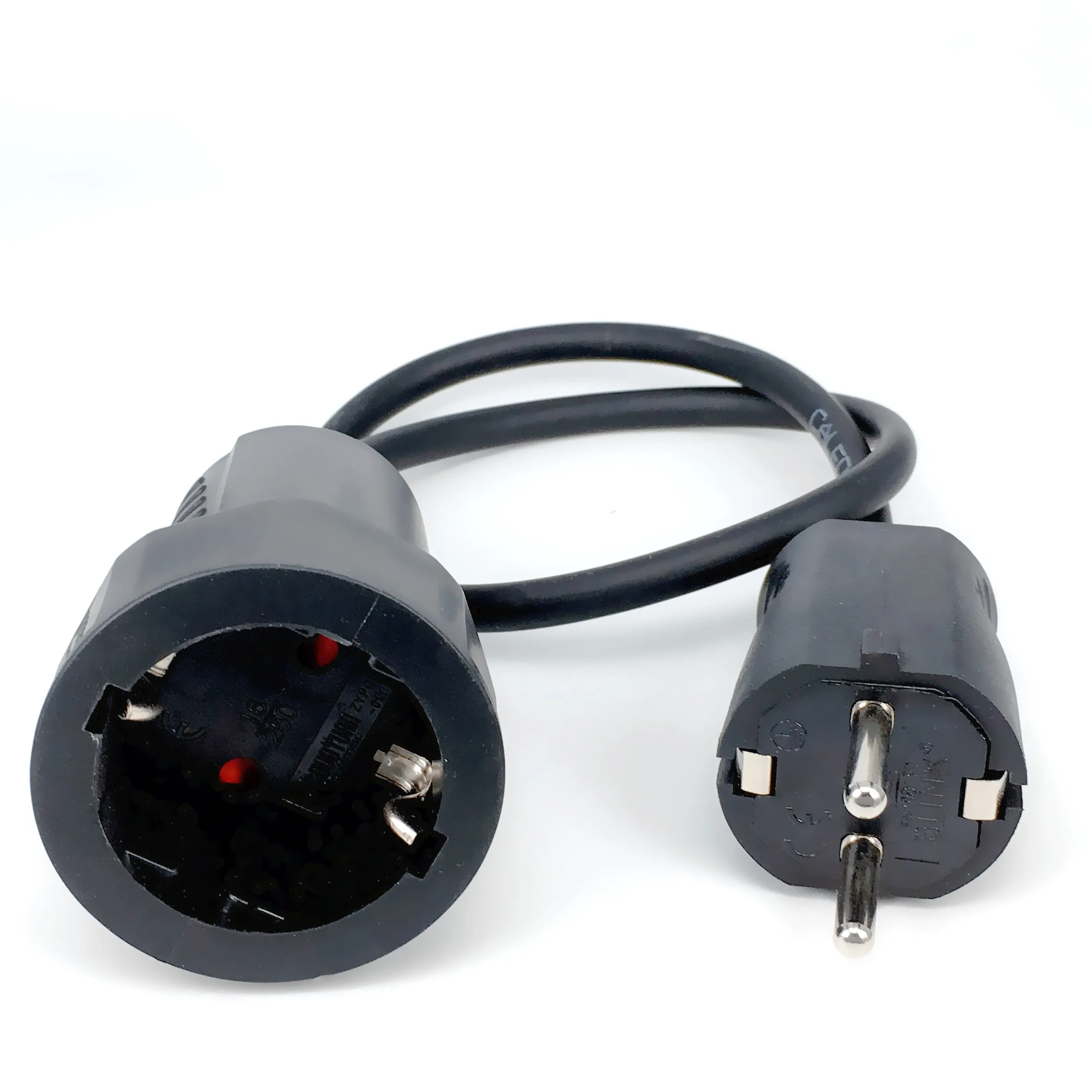 الأوروبي القياسية ذكر إلى أنثى كابل تمديد الطاقة 3G1.0mm سلك مقياس الاتحاد الأوروبي ألمانيا النحاس التيار المتناوب المقبس والمكونات الحبل 250 فولت 16A