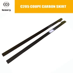 Two Side Carbon Fiber Side Extension Skirt Splitter for Benz W205 Sedan 4DR C205 Coupe 2DR C200 C300 C43 C63 AMG 2015 - 2022