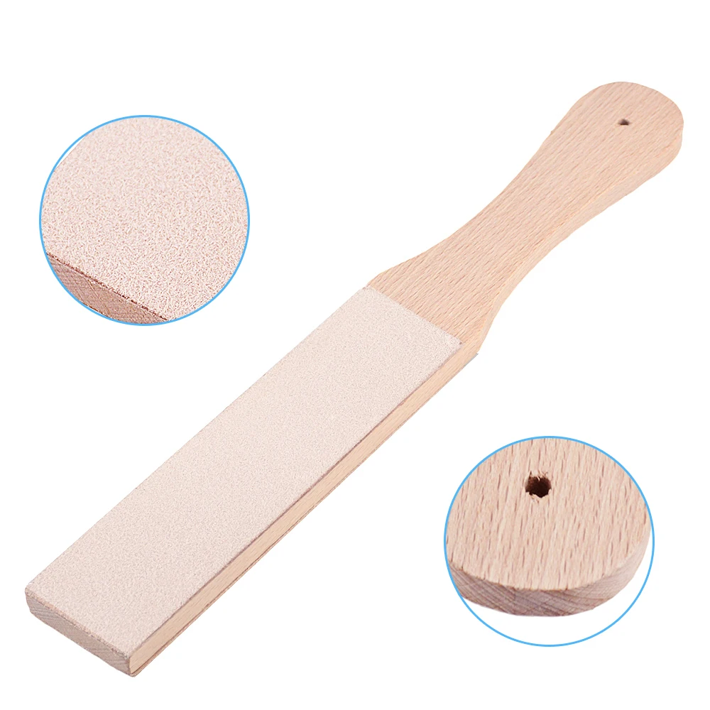 Wooden Handle Leather Sharpening Handmade Razors Polishing Board For Razor Knives Double Sided Home Sharpening Tool