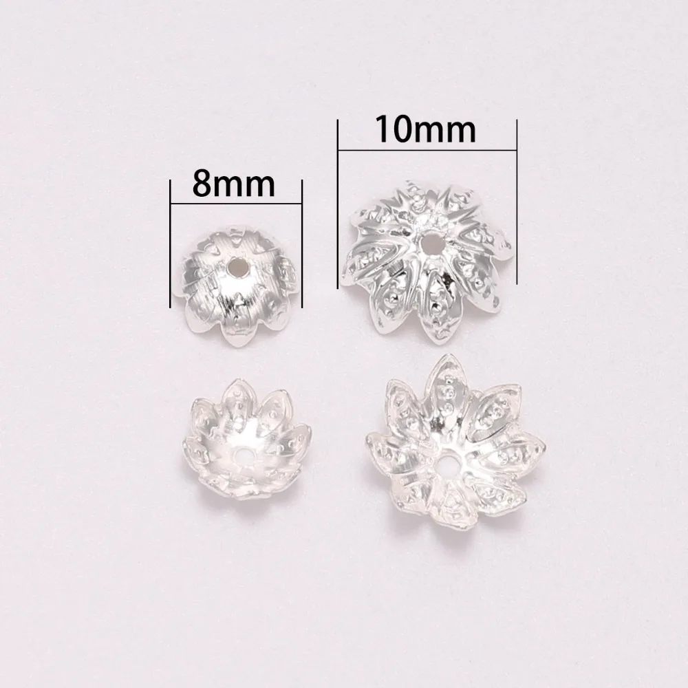 100 Pcs/Bag 8mm 10mm Flower Bead End Caps Gold Bead Caps For DIY Jewelry Making Bracelet Earrings Accessories Findings