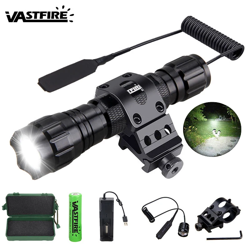 Tactical 501B Scout Light Airsoft Flashlight Hunting Keymod Rail Mount Weapon Pistol Light Remote Switch 18650 USB Charger Box