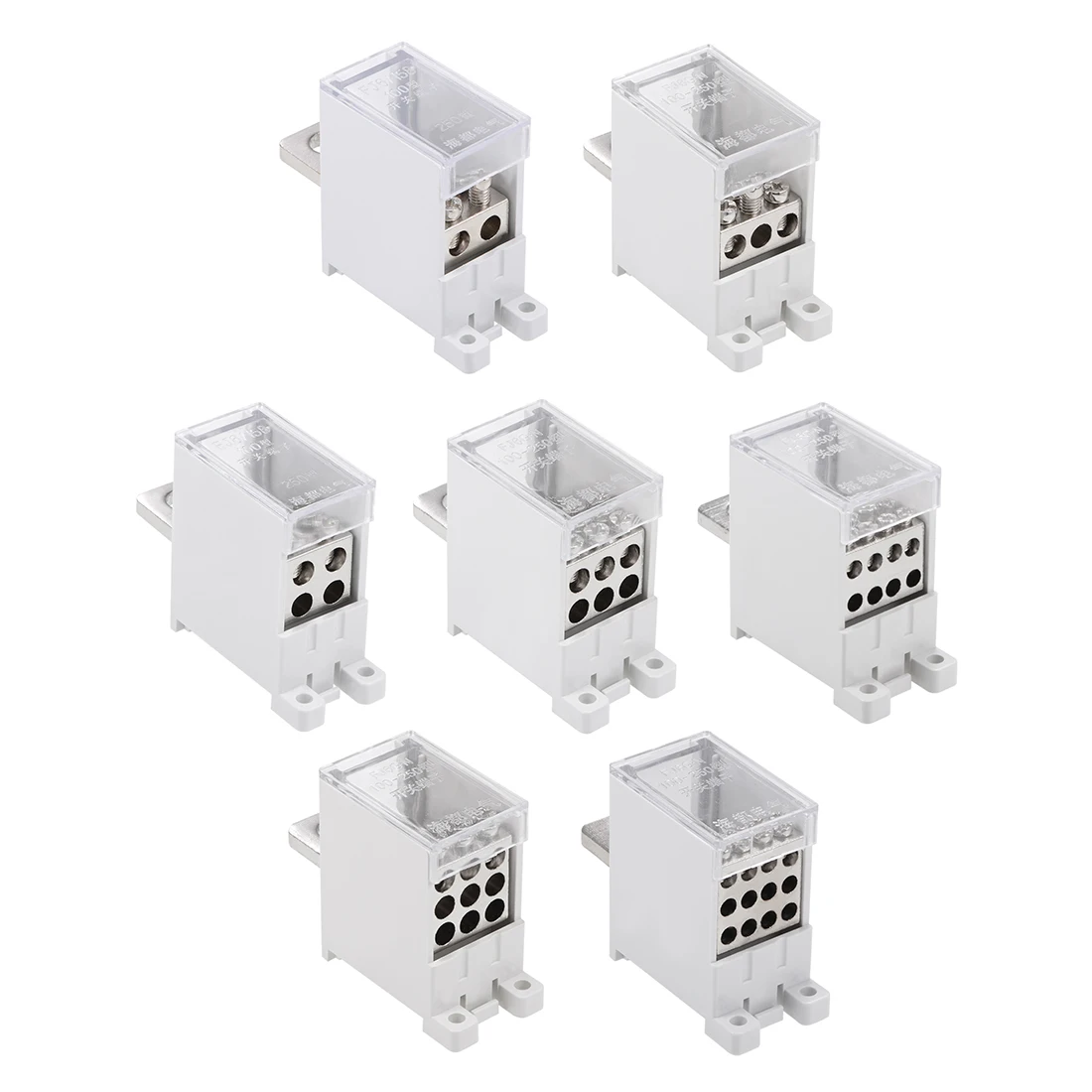 

Uxcell 1 In 2/3/4/6/8/9/12 Out DIN Rail Terminal Blocks 250A Max Input Distribution Block for Circuit Breaker Gate Motors