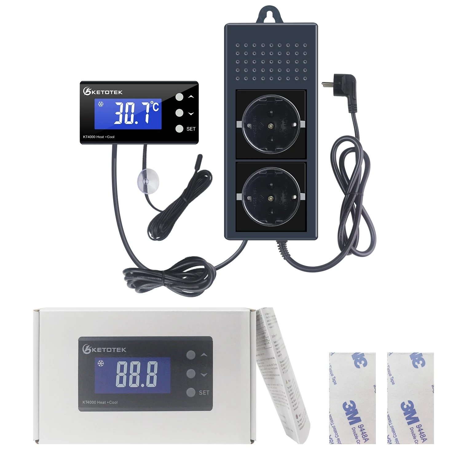 KT4000 EU/UK Plug Digital Thermostat Temperature Controller For Aquarium Thermostat Regulator with Waterproof Sensor Outlet