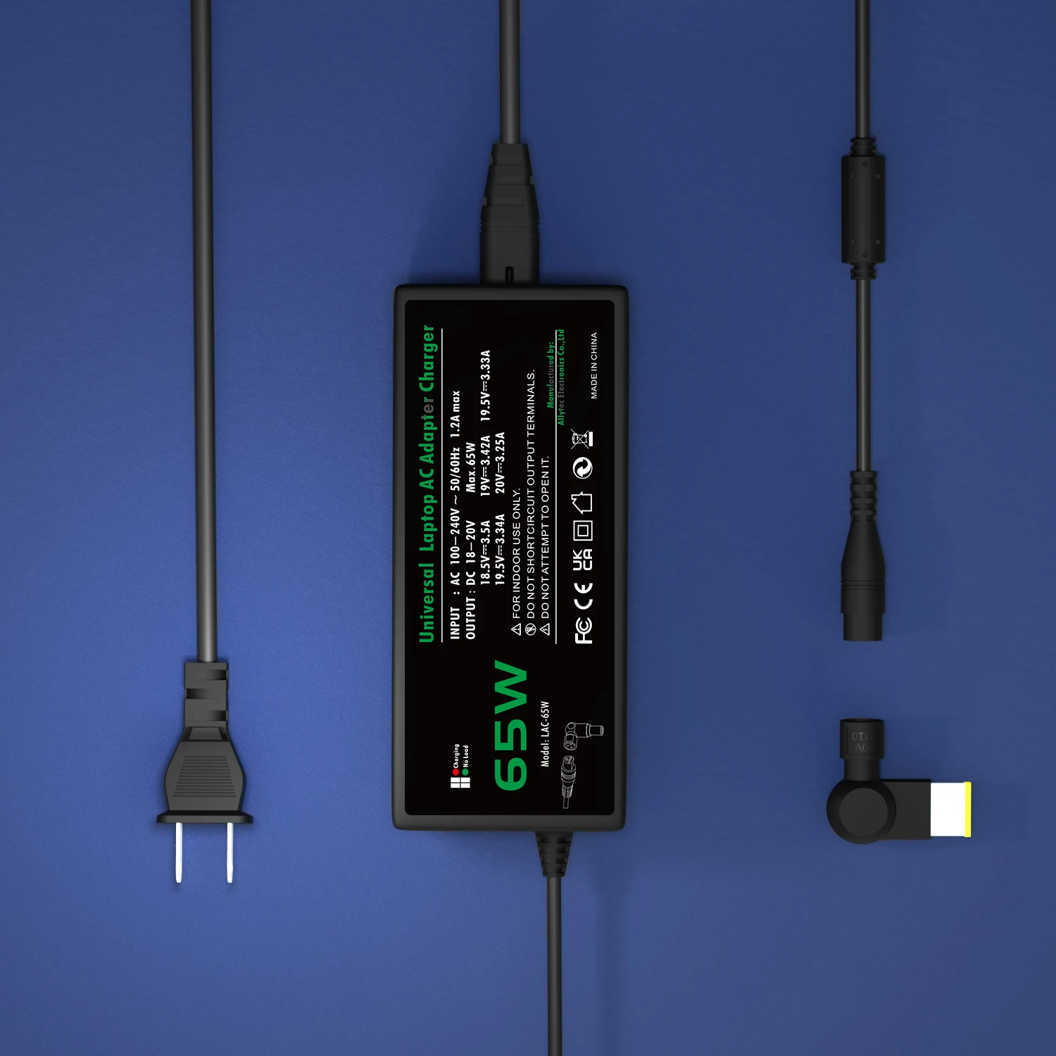 65W Universal AC Power Adapter ชาร์จแล็ปท็อปโน้ตบุ๊คแล็ปท็อปแหล่งจ่ายไฟ EU/US/UK สาย