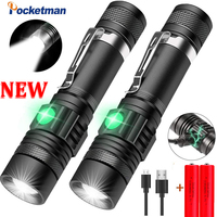 Pocketman LED Flashlights USB Rechargeable Flashlight Bicycle Torch Outdoor Waterproof Flashlight Zoom Torch