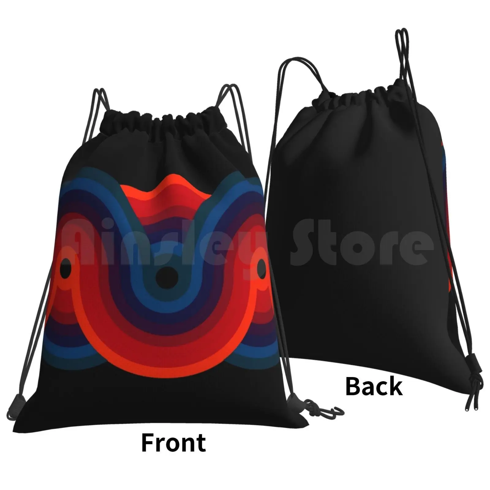 Curves Backpack Drawstring Bags Gym Bag Waterproof Hippie Groovy Flower Rainbow Infinity Power Love Peace Blues Disco