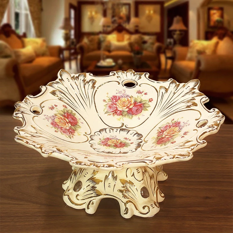 European style fruit tray luxury creative home ceramic fruit tray set living room dry fruit tray tea table snack tray