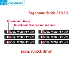 Bicycle road bike frame flag personal name stickers custom rider id decals style 9