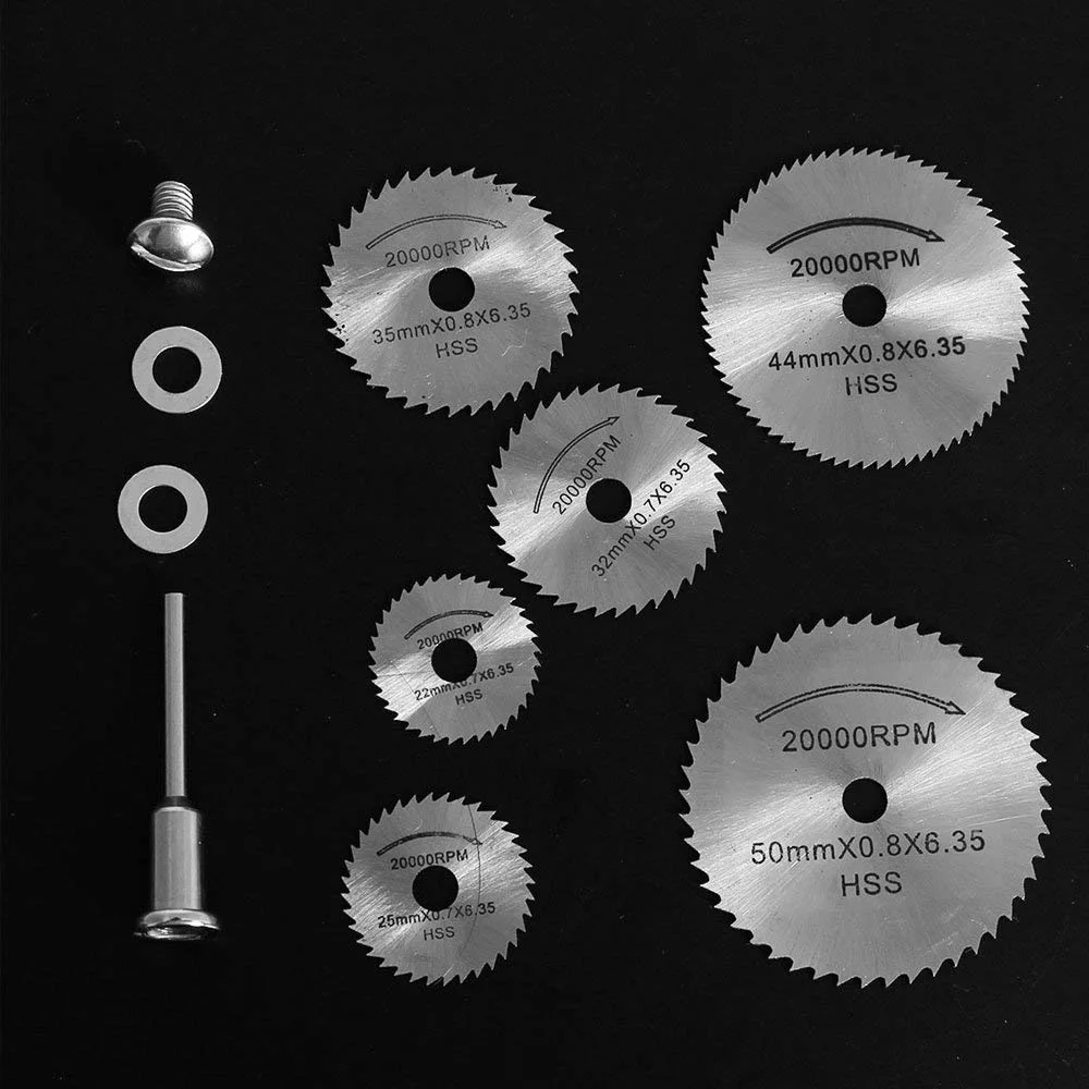 6Pcs HSS Saw Blades Rotary Tool Circular Saw Blade Set Mandrel  Shank For  Drill Rotary Tools