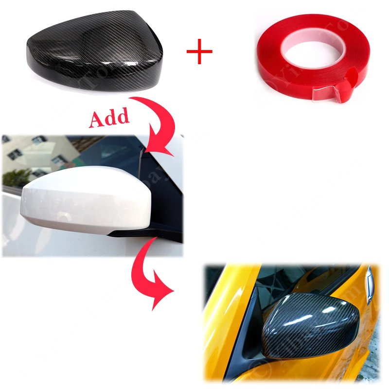 2pcs Genuine Real Carbon Fiber Side Mirror Cover Cap Sticker Add-on For Nissan Skyline Fairlady Z33 350Z 2003 2004 2005 - 2008