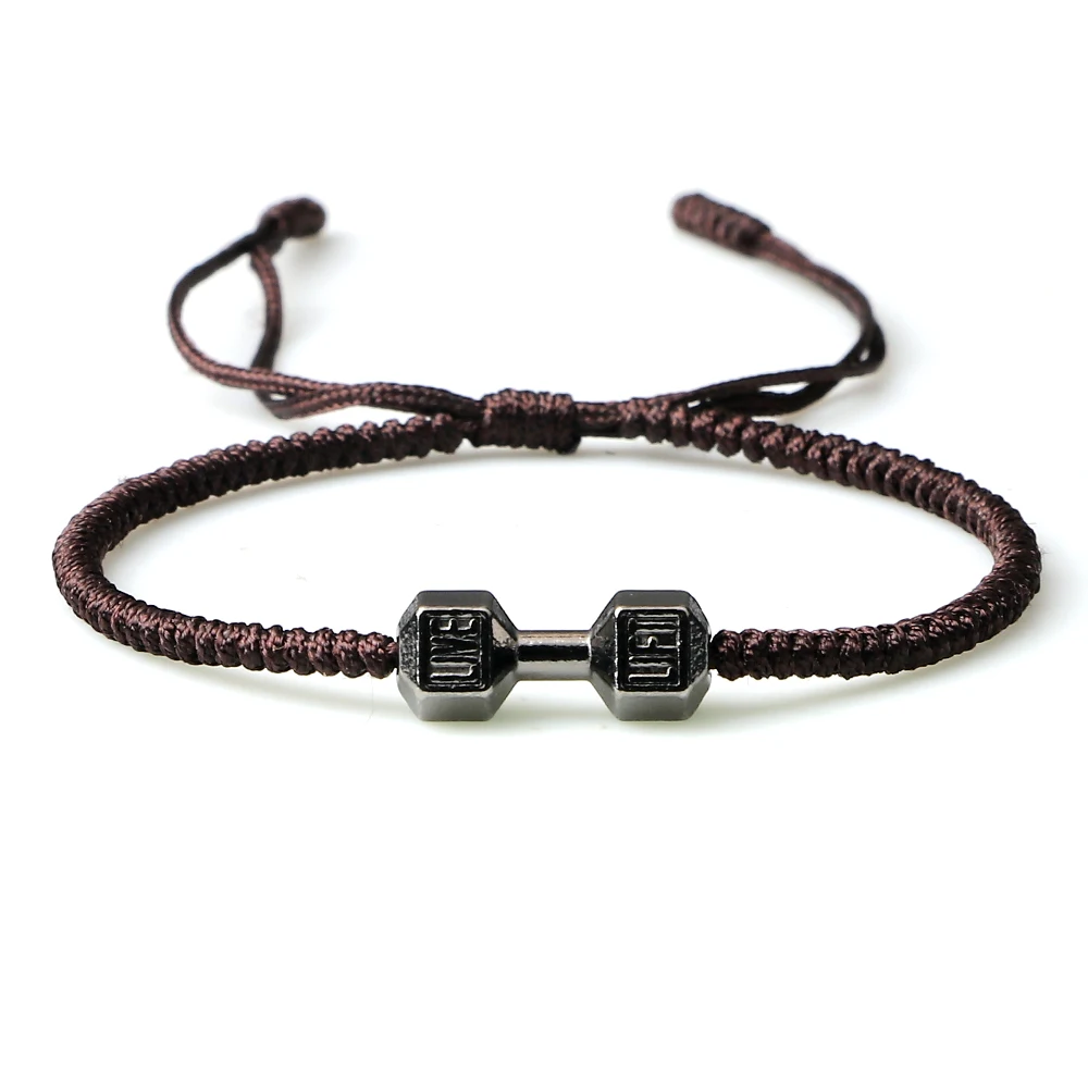 Pulsera Hombre 남성용 비즈 팔찌, 천연 용암 스톤 덤벨 참 팔찌, 에너지 피트니스 바벨 패션, 여성 주얼리 