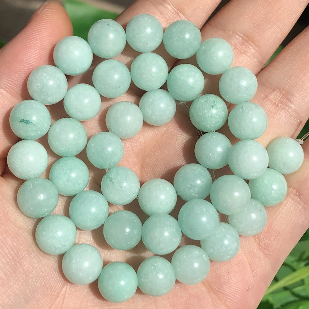 Natural Blue Amazonite Round Loose Stone Beads for Jewelry Making DIY Women Bracelet Necklace Accessories 15\