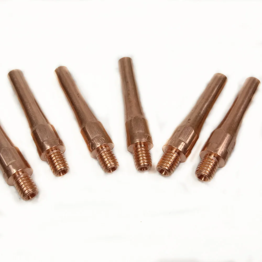 เครื่องเชื่อมแก๊สเชื่อมทองแดง Conductive ปากป้อนลวดเชื่อม L40mm L45mm เส้นผ่านศูนย์กลางรู0.8มม.1.0มม.1.2มม.8.8ระดับ