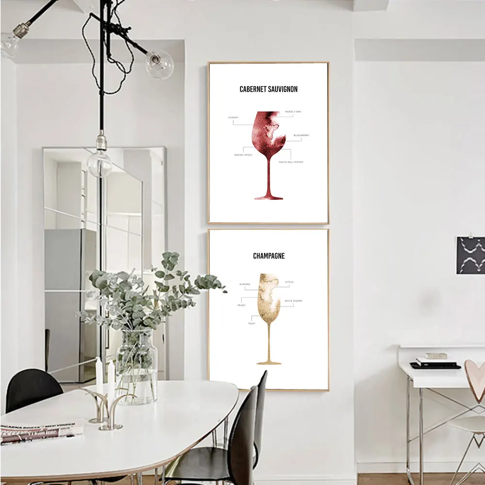 The Champagne Anatomy Nordic Poster Wine Canvas Art Decorative Print Wall Painting Scandinavian