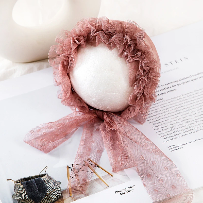 Princess Lace Hat Newborn Baby Fluffy Lacy Hats Caps Infant Photography Props Accessories Studio Headwear Vintage