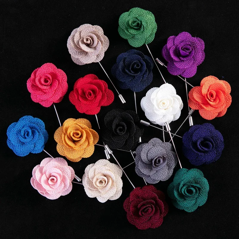 Wedding Boutonniere Pins Corsage Women Men Groom Brooch Flowers Polyester Buttonhole Marriage Roses Guests Prom Suit Accessories