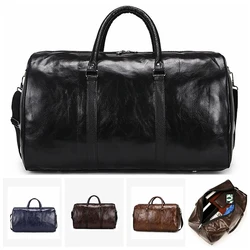 Bolsa de viagem de couro PU com zíper para homens Duffle grande independente sacos de fitness grandes, bolsa de ombro preto, moda, bagagem