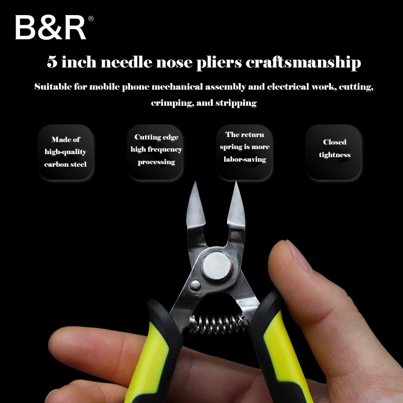 B & R 5 "الدقة قطري كماشة القطع كماشة القطع ل سلك كابل القاطع صلابة عالية القراص الإلكترونية إصلاح الأدوات اليدوية