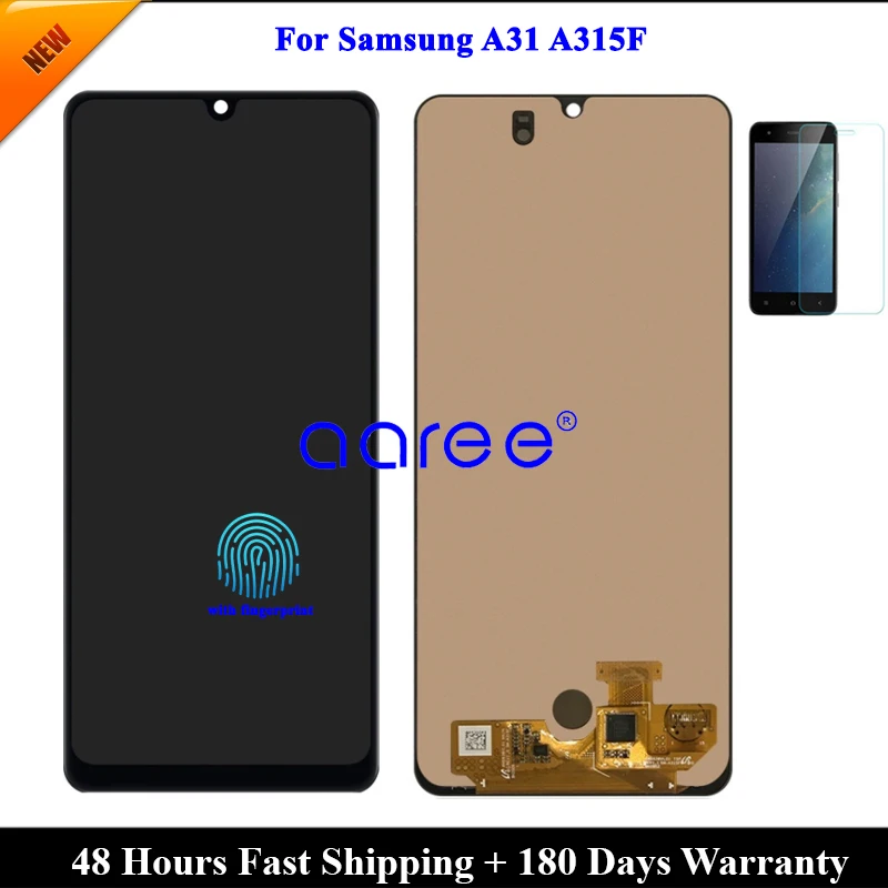 Fingerprint OLED LCD  For Samsung A31 2020 A315 LCD A315F lcd For Samsung A315 A315F  LCD Screen Touch Digitizer Assembly