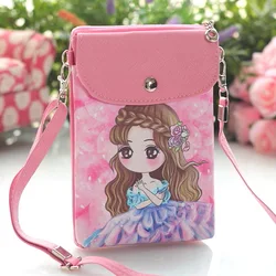 Pu leather cartoon cute doll girls snack bag ladies convenient messenger mobile phone bag Messenger bag handbag Shoulder Bags