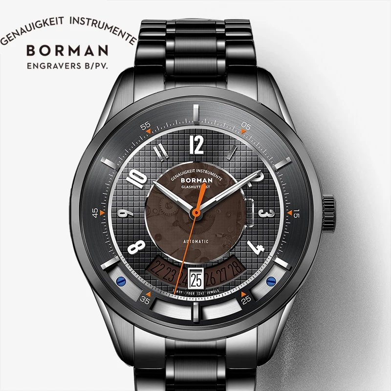 BORMAN New Arrival Mens Business Automatic Mechanical Watches Date Luminous Hands Watch 316L Stainless Steel Waterproof Watches