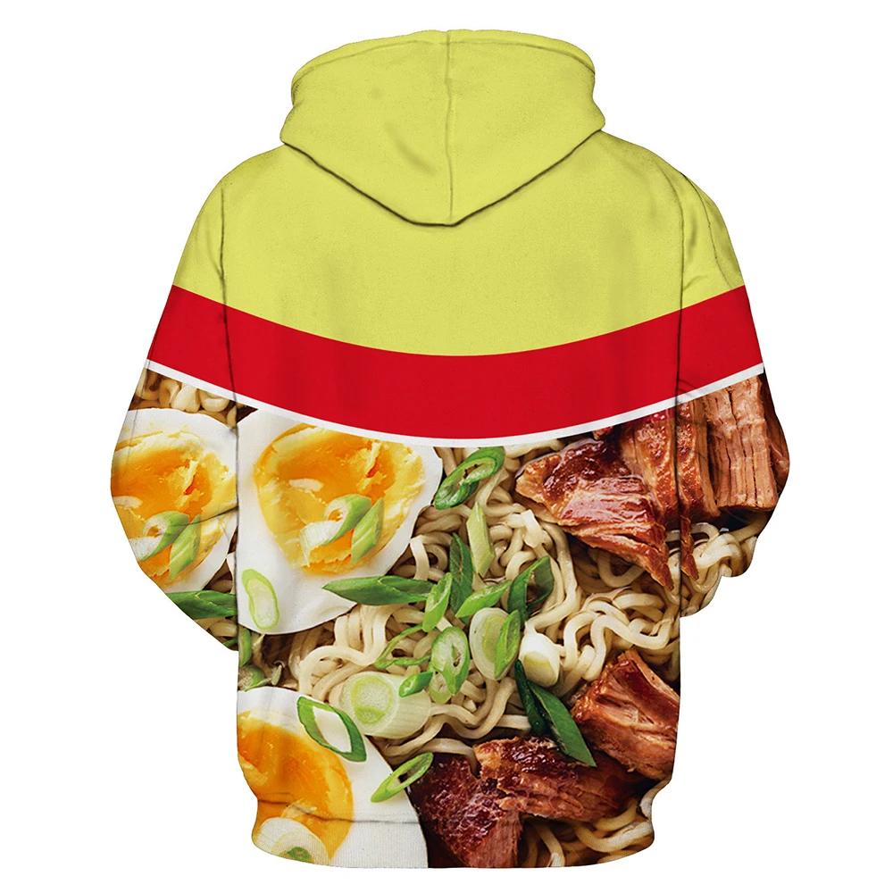 ตลกราเมนก๋วยเตี๋ยวซุปเนื้อไก่ 3D พิมพ์ Hoodie ผู้ชายผู้หญิงเสื้อขนาดใหญ่ชุดฤดูใบไม้ร่วงฤดูหนาว Pullovers เสื้อผ้า