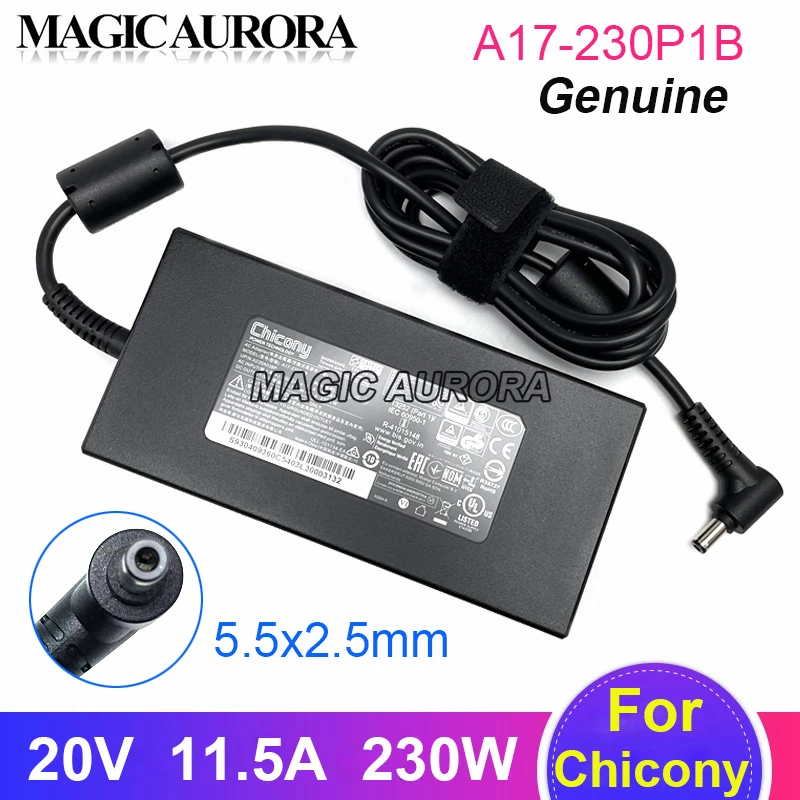 

230W A17-230P1B CHICONY AC Adapter 20V 11.5A A230A038P For MSI GS66 GL75 Gaming Laptop Charger Power Supply 5.5x2.5mm