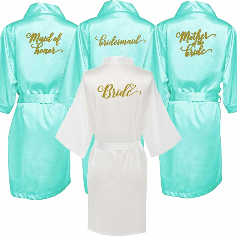 new bride\'s babe bridal robes green robe hen party getting marrried gift babe of honor bridesmaid kimono bride robes