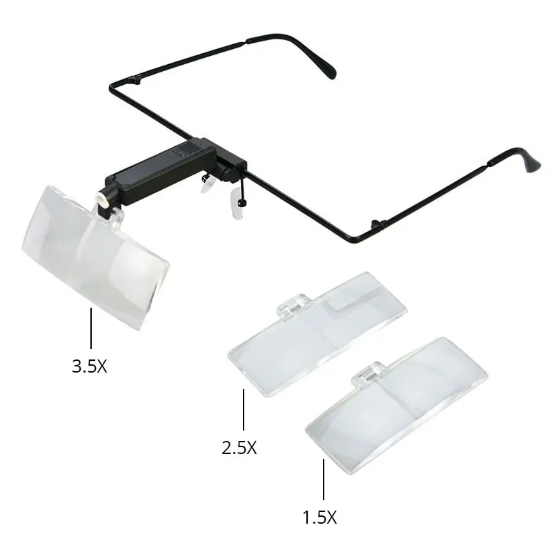 

Magnifying Glasses with Led Lights 1.5X 2.5X 3.5X Eyeglasses Magnifier Loupe for Lash Extension Magnifier