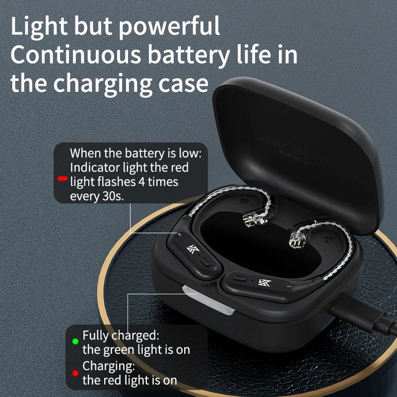 KZ AZ09 Wireless Upgrade Cable Bluetooth-compatible 5.2 HIFI Wireless Ear Hook C PIN Connector With Charging Case