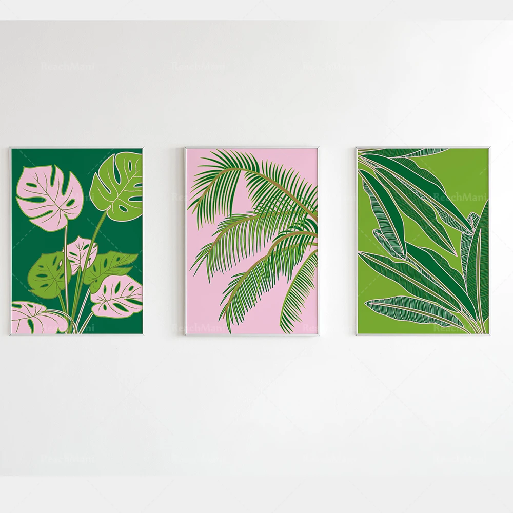 

Green Plant Monstera Aloe Palm Leaf Wall Art Canvas Painting Tropical Living Room Nordic Posters and Prints Wall Pictures