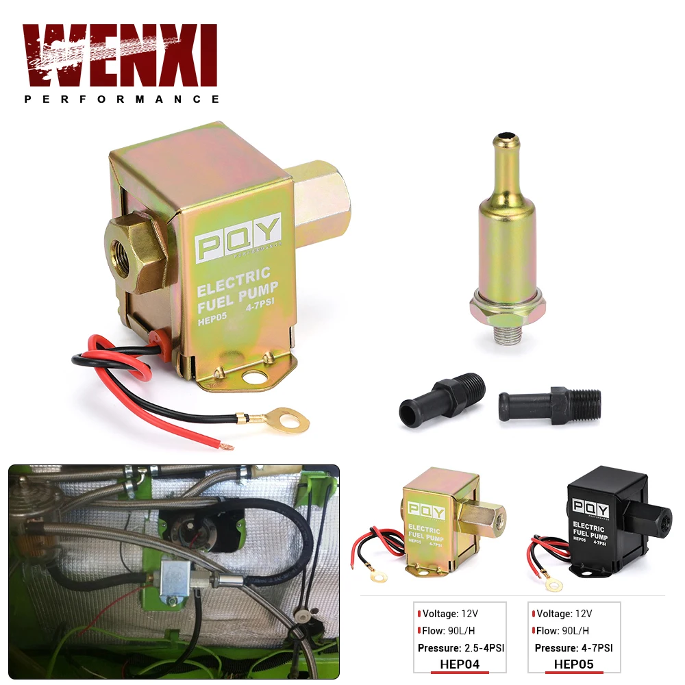 Universal 12V Electronic Inline Fuel Pump 4-7PSI High Pressure 90LPH Gas Petrol Diesel Compatible 40104 40106 40107 P502